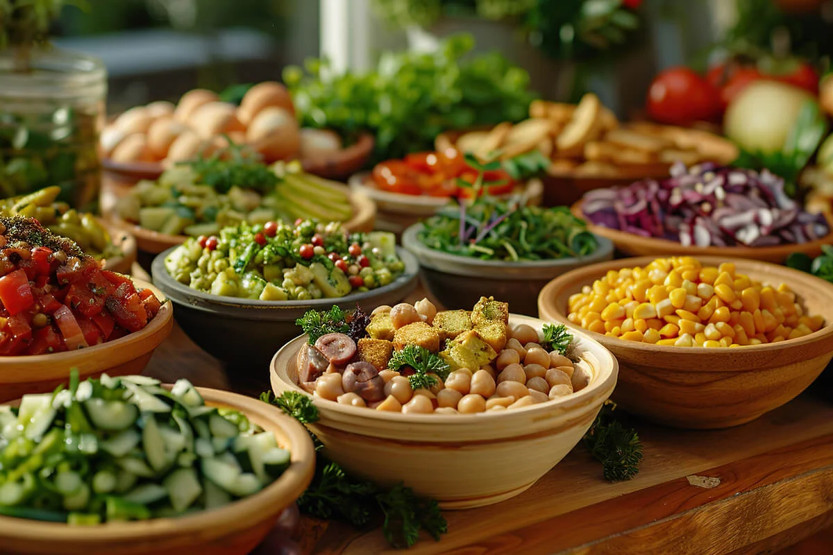 Menú vegetariano para eventos en Bogotá: plato de vegetales de Catering Depot